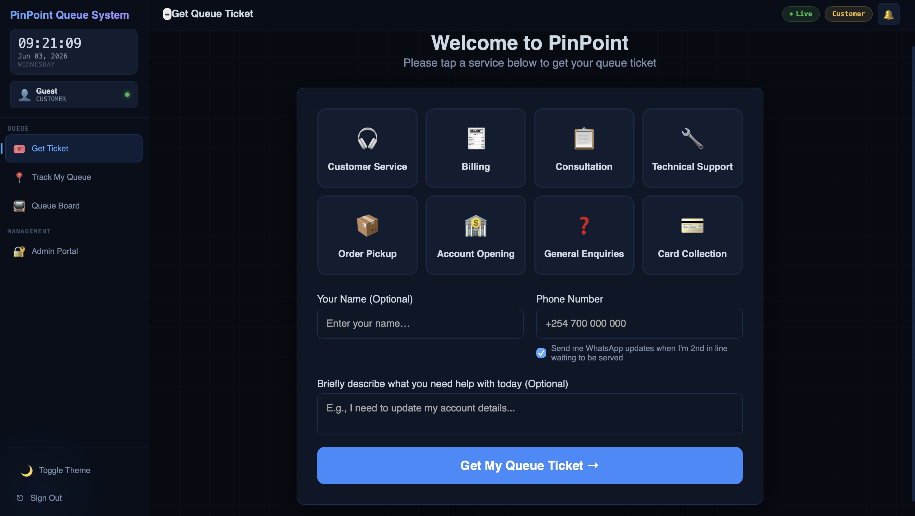 Pinpoint Queue Card System preview